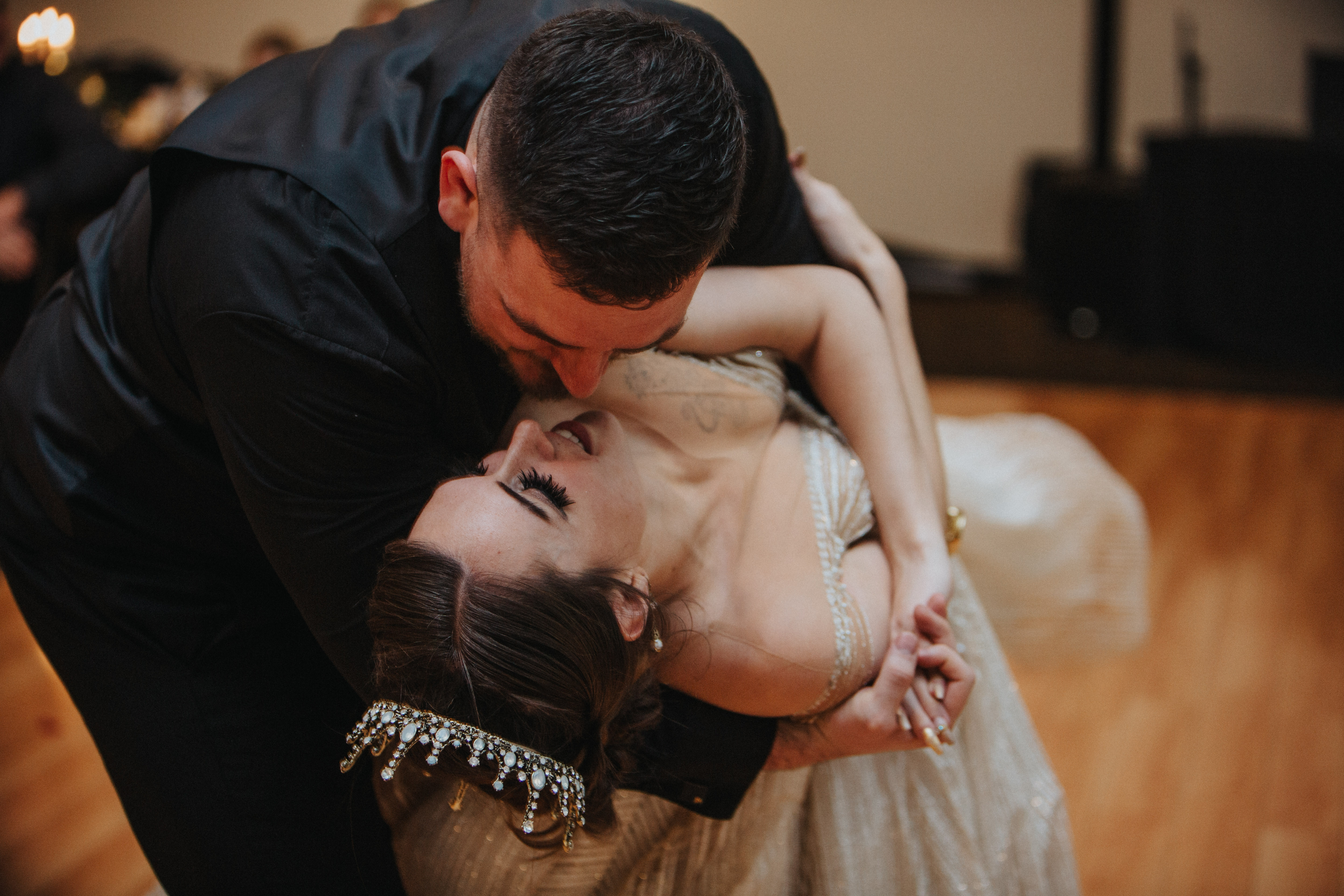 First dance dip on the dance floor